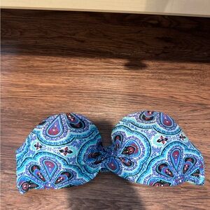 Hollister Blue Paisley Bandeau Bikini Top
